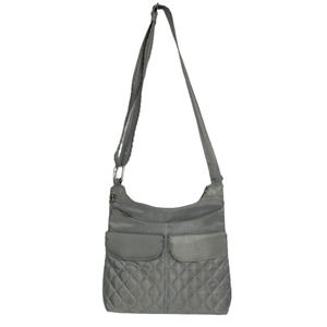 Travelon Bag Womens Silver Quilted Outer Pocket Organizer Adjustable Crossbody‎